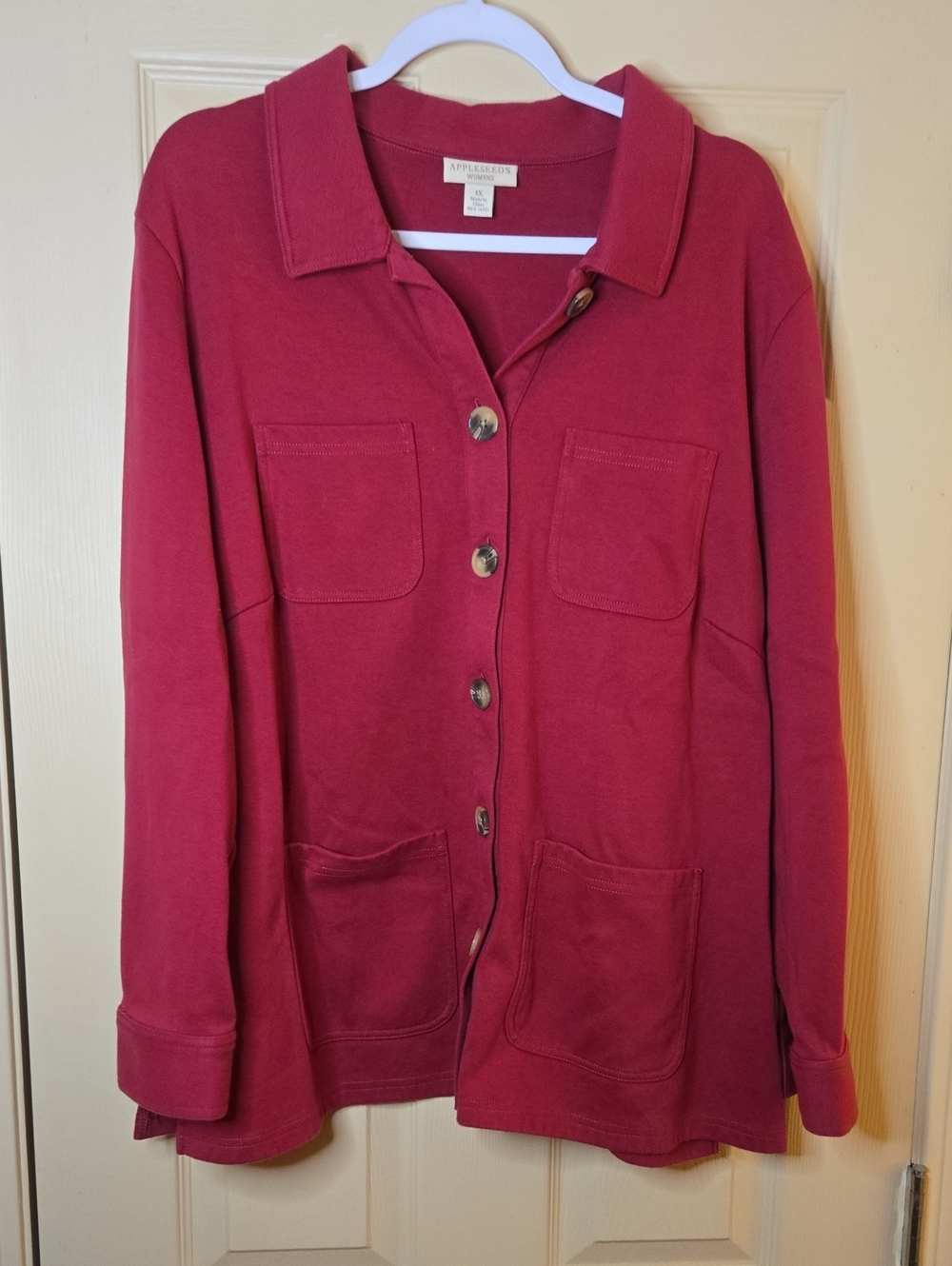 Appleseed's Women's Button-Front Jacket in Deep Raspberry